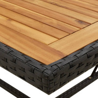 Produktbild för Trädgårdsbord svart 109x107x74 cm konstrotting & massiv akacia