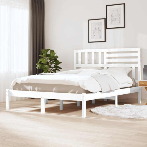 vidaXL Sängram vit massiv furu 140x200 cm - Sängar & Sängramar