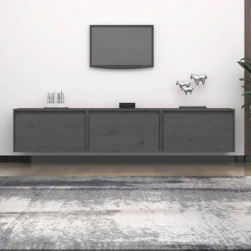 vidaXL Tv-bänk 3 st grå massiv furu