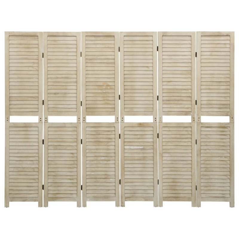 Produktbild för Rumsavdelare 6 paneler 210x165 cm massivt paulowniaträ