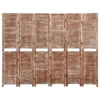 Miniatyr av produktbild för Rumsavdelare 6 paneler brun 210x165 cm massivt paulowniaträ