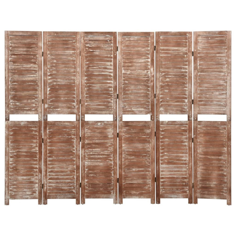 Produktbild för Rumsavdelare 6 paneler brun 210x165 cm massivt paulowniaträ