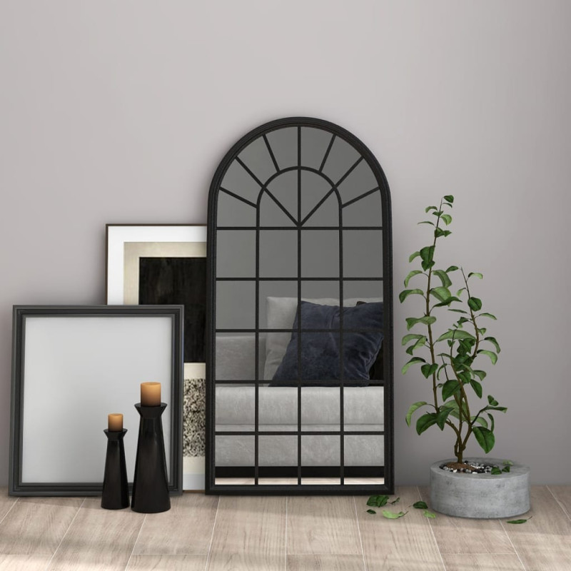 Produktbild för Spegel svart 90x45 cm järn för inomhusbruk