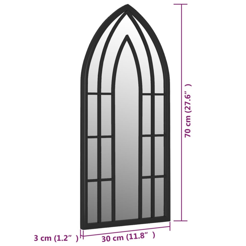 Produktbild för Spegel svart 70x30 cm järn för inomhusbruk