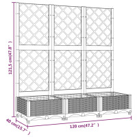 Produktbild för Odlingslåda med spaljé brun 120x40x121,5 cm PP