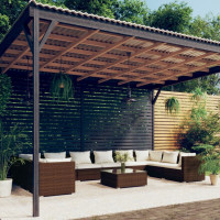 Produktbild för Loungegrupp för trädgården med dynor 11 delar konstrotting brun