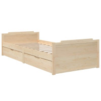 Produktbild för Sängram med lådor massiv furu 90x200 cm