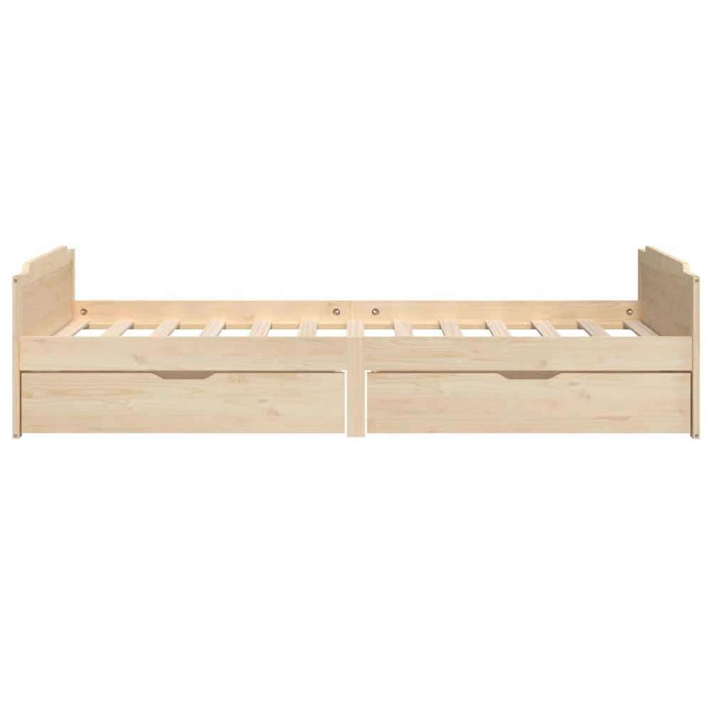 Produktbild för Sängram med lådor massiv furu 90x200 cm
