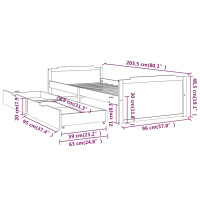 Produktbild för Sängram med lådor massiv furu 90x200 cm