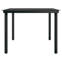 Produktbild för Trädgårdsbord svart 200x100x74 cm stål och glas