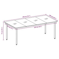 Produktbild för Trädgårdsbord svart 200x100x74 cm stål och glas