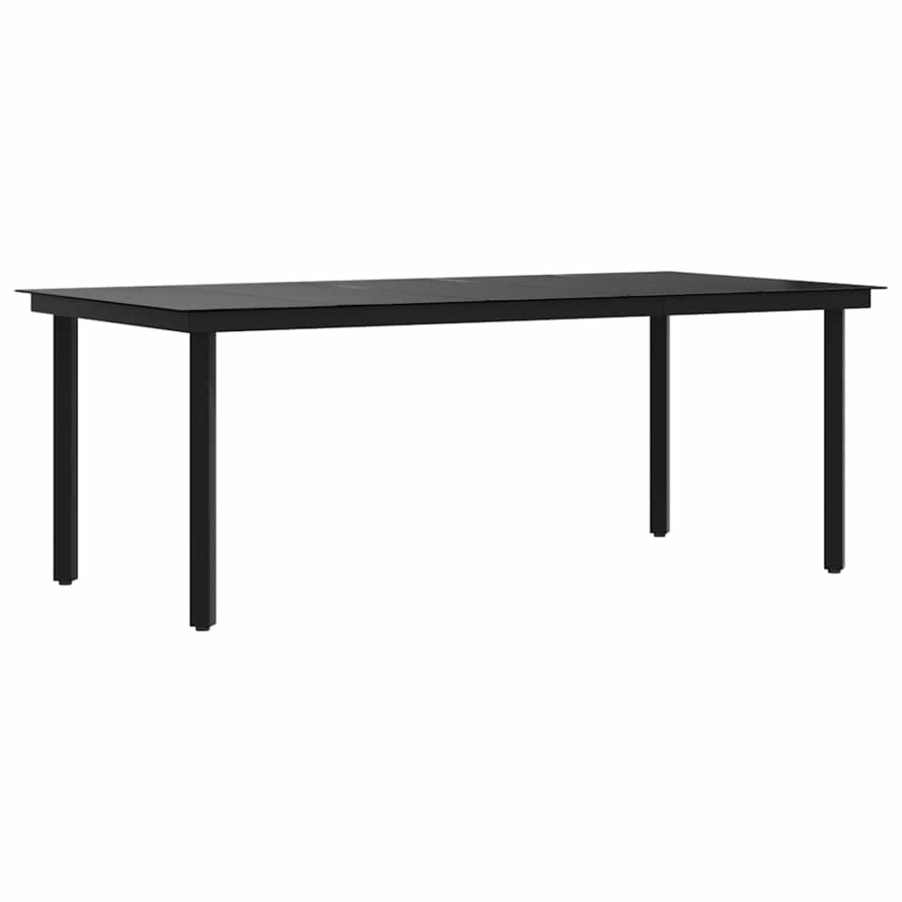 Produktbild för Trädgårdsbord svart 200x100x74 cm stål och glas
