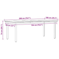 Produktbild för Trädgårdsbord svart 200x100x74 cm stål och glas
