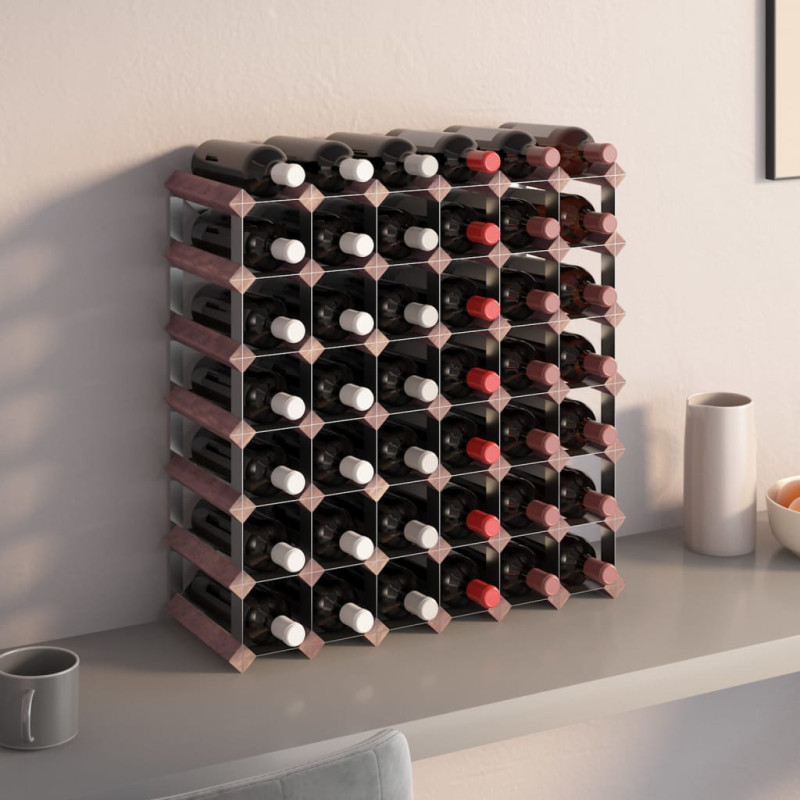 Produktbild för Vinställ för 42 flaskor brun massiv furu