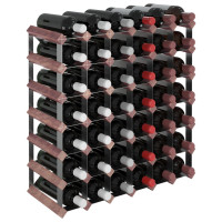 Miniatyr av produktbild för Vinställ för 42 flaskor brun massiv furu