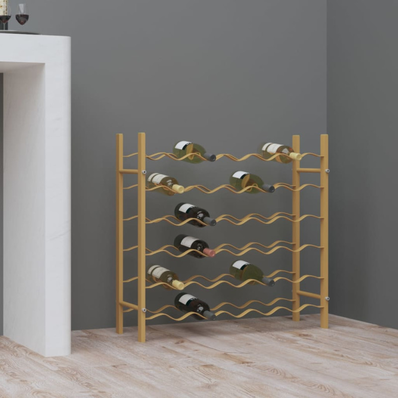 Produktbild för Vinställ för 36 flaskor guld metall