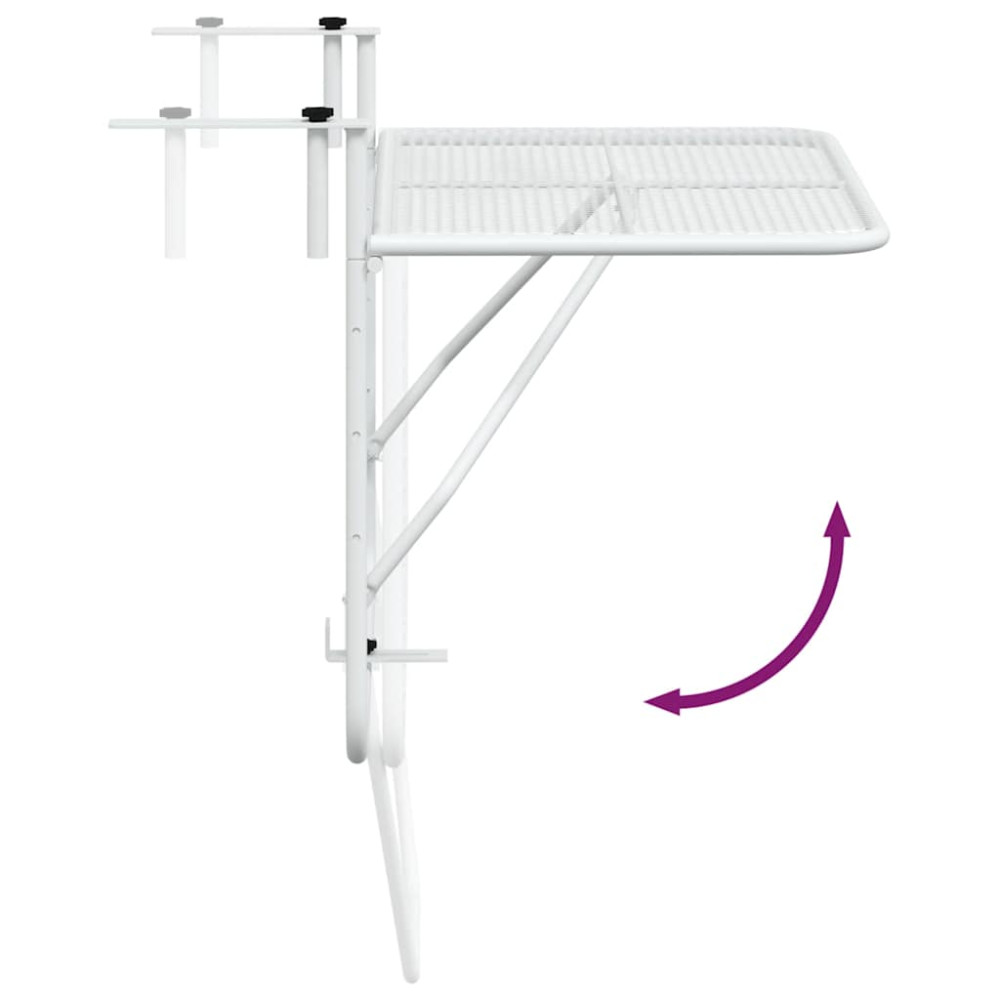 Produktbild för Balkongbord vit 60x40 cm stål