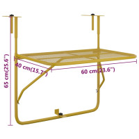 Produktbild för Balkongbord guld 60x40 cm stål