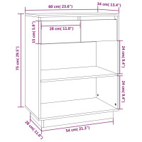 Produktbild för Konsolbord honungsbrun 60x34x75 cm massiv furu