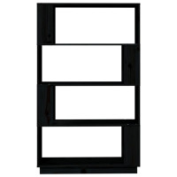 Produktbild för Bokhylla/rumsavdelare svart 80x25x132 cm massiv furu