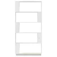 Produktbild för Bokhylla/Rumsavdelare vit 80x25x163,5 cm massiv furu