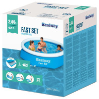 Produktbild för Bestway Uppblåsbar pool Fast Set rund 244x66 cm 57265