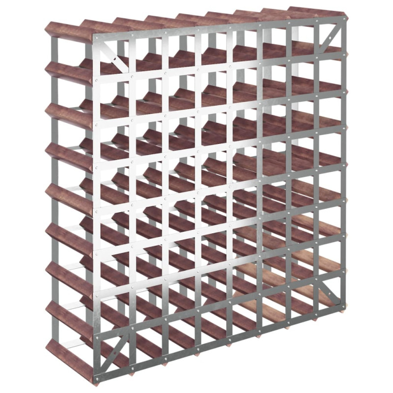 Produktbild för Vinställ för 72 flaskor brun massiv furu