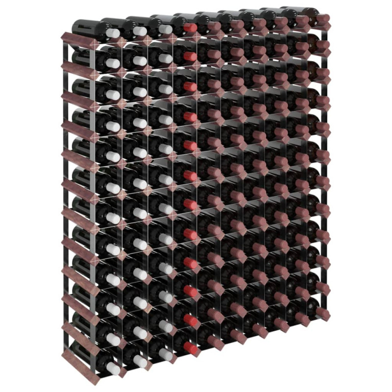 Produktbild för Vinställ för 120 flaskor brun massiv furu
