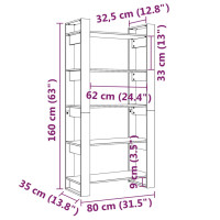 Produktbild för Bokhylla/Rumsavdelare grå 80x35x160 cm massiv furu