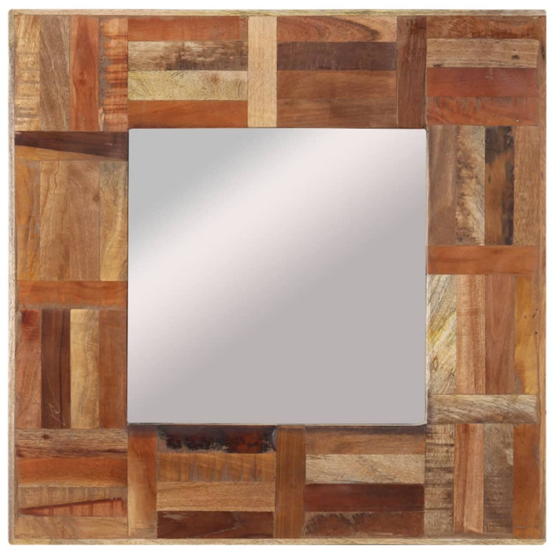Produktbild för Väggspegel massivt återvunnet trä 50x50 cm