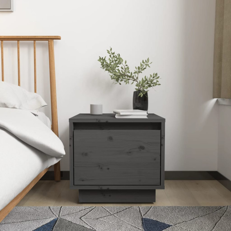 Produktbild för Sängbord 2 st grå 35x34x32 cm massiv furu
