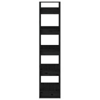 Produktbild för Bokhylla/rumsavdelare svart 41x35x160 cm massiv furu