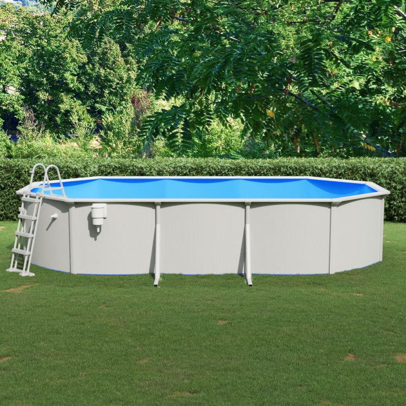 Produktbild för Pool med säkerhetsstege 610x360x120 cm