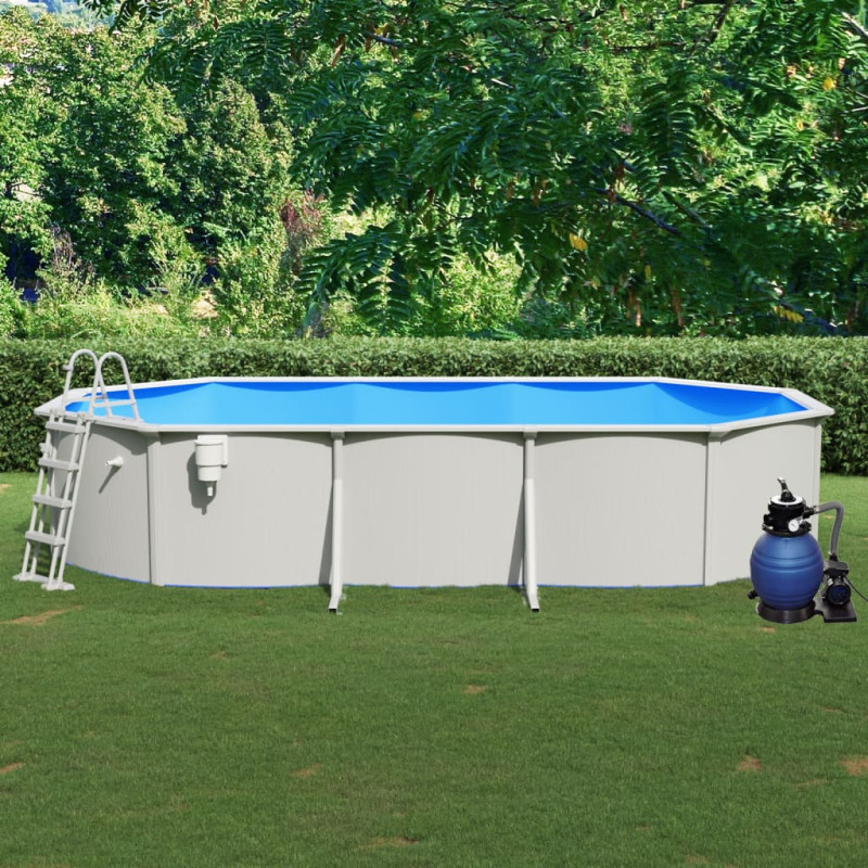 Produktbild för Pool med sandfilterpump och stege 610x360x120 cm