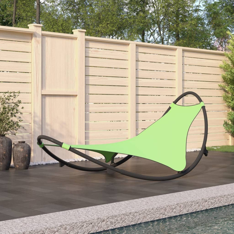Produktbild för Gungande solsäng med hjul stål & textilenetyg grön