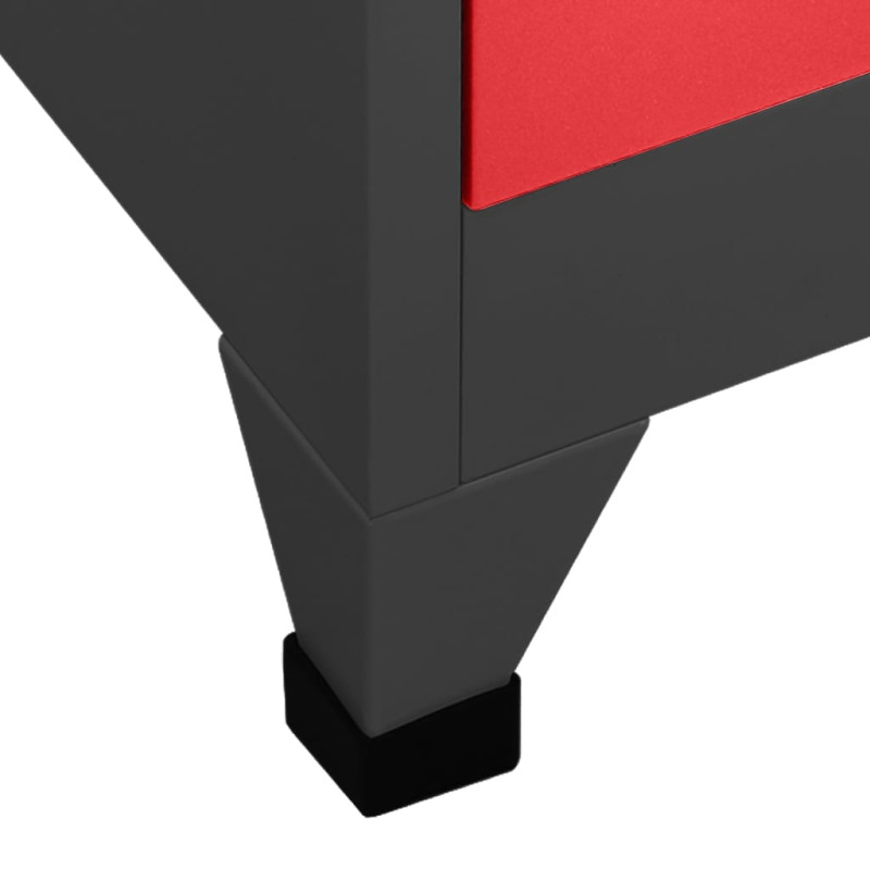 Produktbild för Förvaringsskåp antracit och röd 90x40x180 cm stål