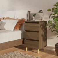 Miniatyr av produktbild för Sängbord med ben i massivt trä brun 40x35x69 cm