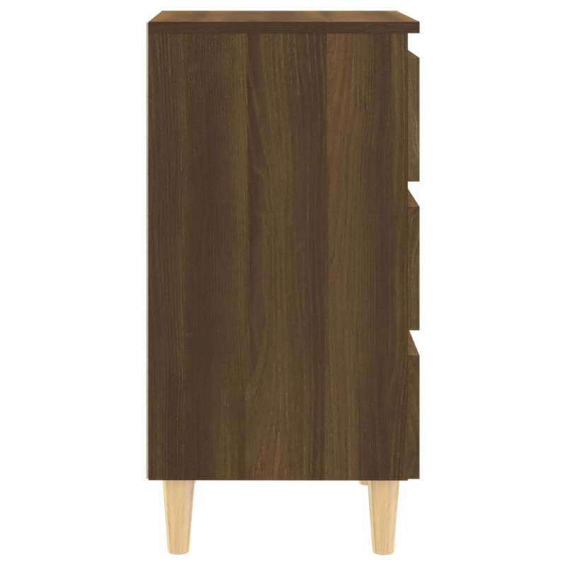 Produktbild för Sängbord med ben i massivt trä brun 40x35x69 cm
