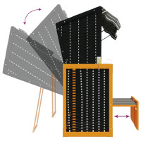 Produktbild för Strandkorg med tak konstrottning och massivt trä svart & grå