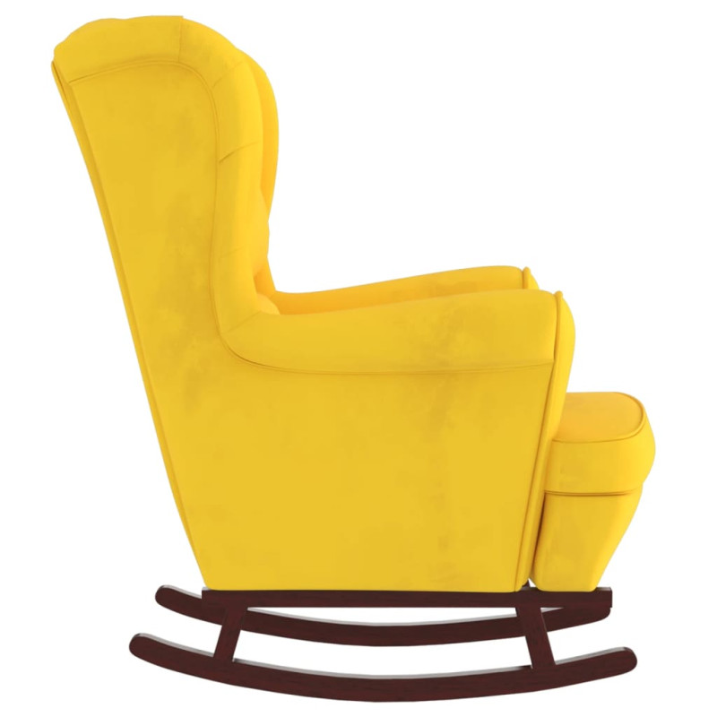 Produktbild för Gungfåtölj med ben i massivt gummiträ gul sammet