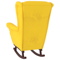 Miniatyr av produktbild för Gungfåtölj med ben i massivt gummiträ gul sammet