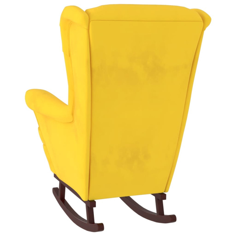 Produktbild för Gungfåtölj med ben i massivt gummiträ gul sammet