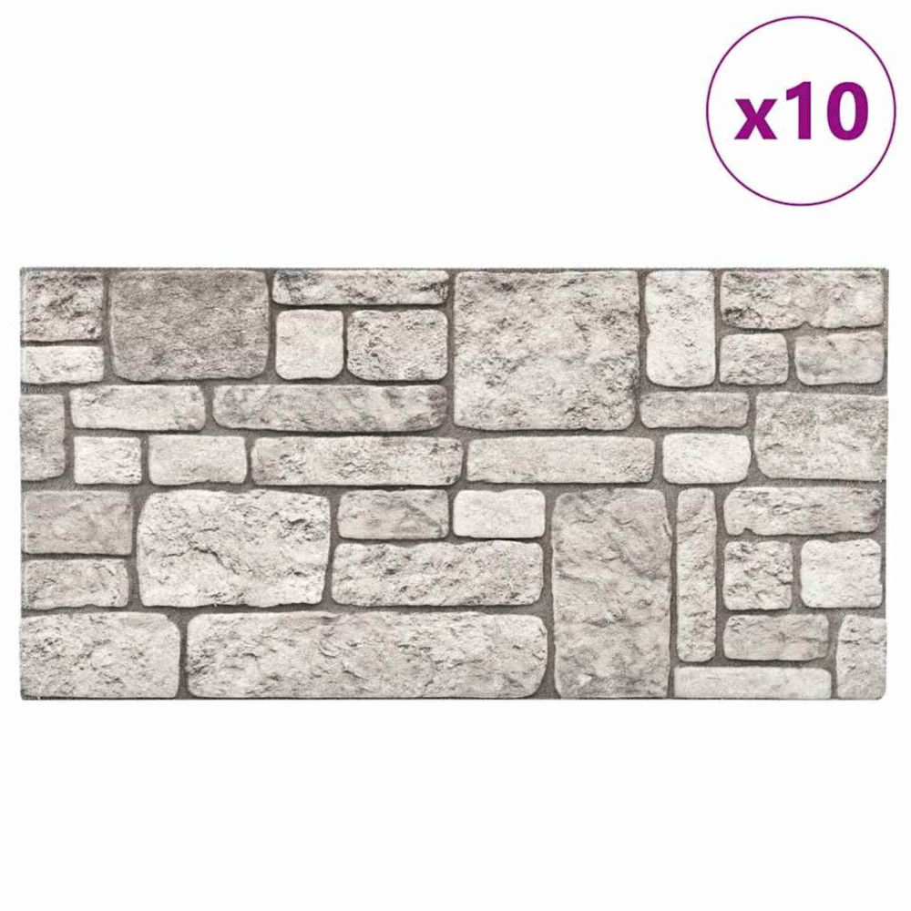 Produktbild för Väggpaneler 10 pcs Grå 100 x 50 cm EPS Skum