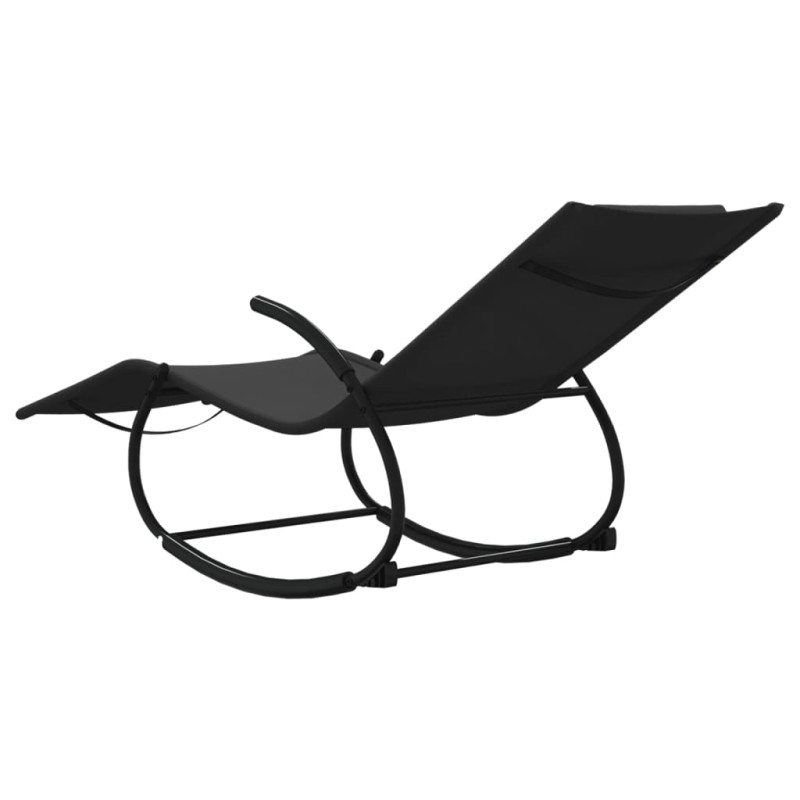 Produktbild för Gungande solsängar 2 st svart stål och textilene