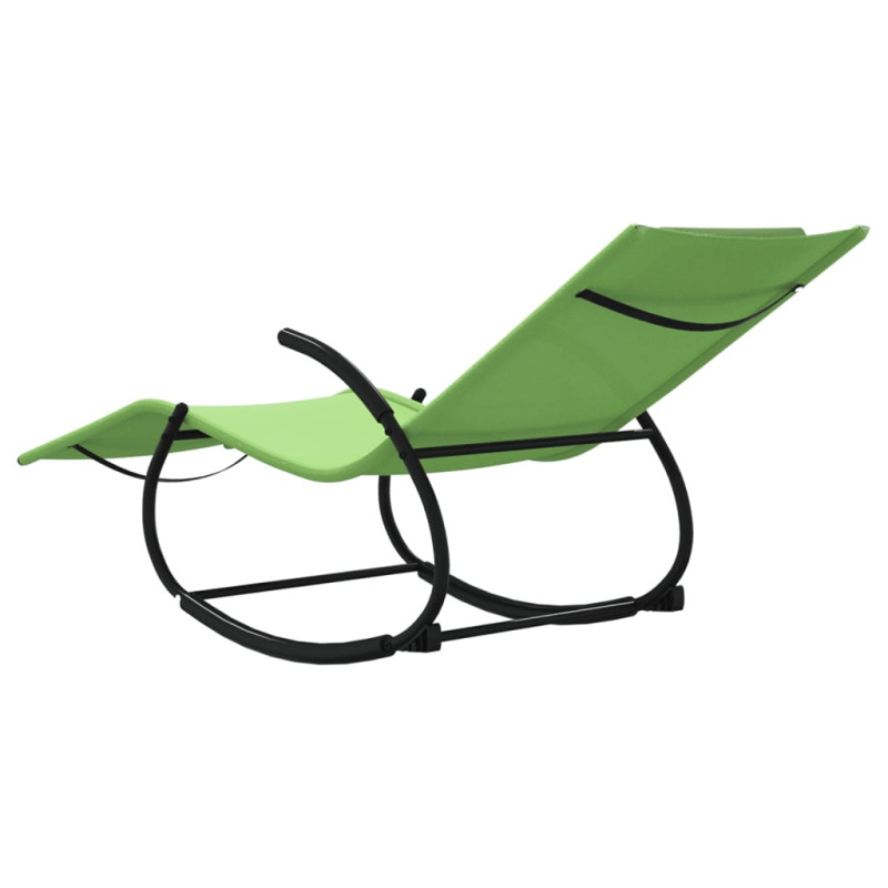 Produktbild för Gungande solsängar 2 st grön stål och textilene