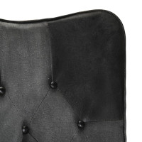 Produktbild för Öronlappsfåtölj svart och grå äkta läder