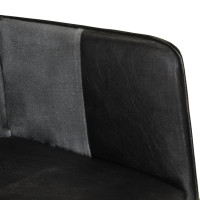 Produktbild för Öronlappsfåtölj svart och grå äkta läder