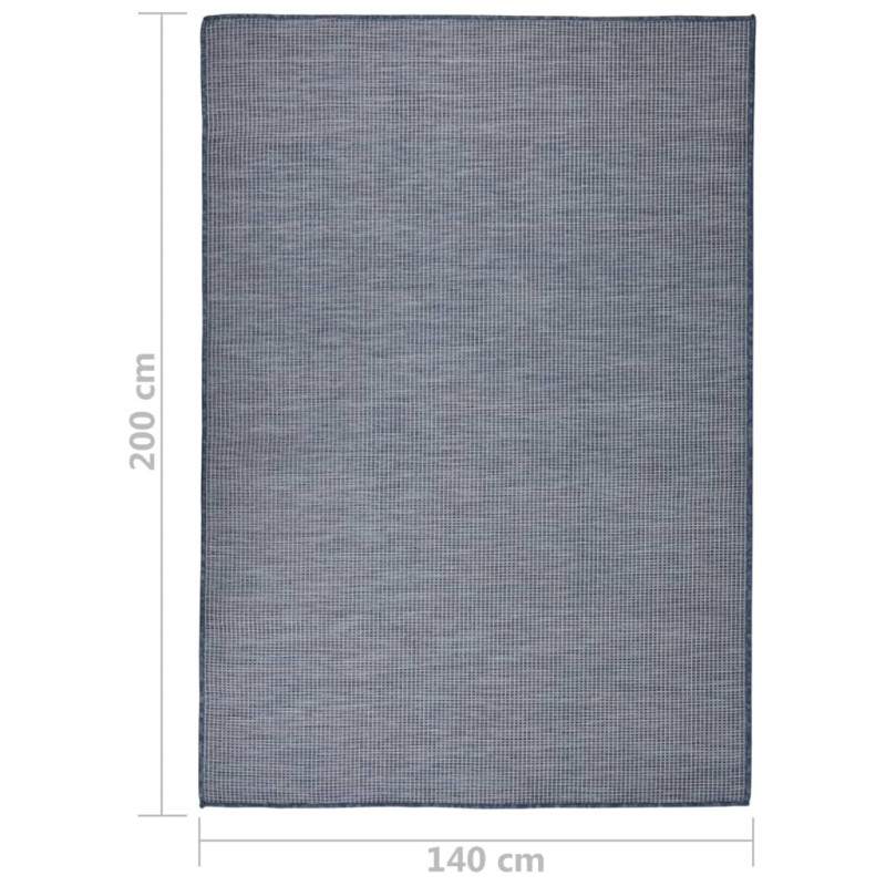 Produktbild för Utomhusmatta plattvävd 140x200 cm blå