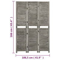 Miniatyr av produktbild för Rumsavdelare 3 paneler grå 106,5x166 cm massivt trä