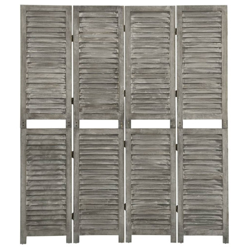 vidaXL Rumsavdelare 4 paneler grå 143x166 cm massivt trä